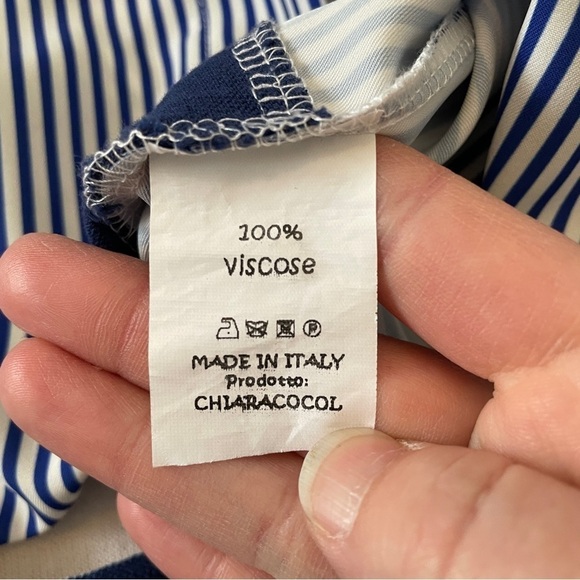 Chiara Cocol Large Blouse Top ~ Stripe Button Front Sweater Sleeves - Picture 11 of 11